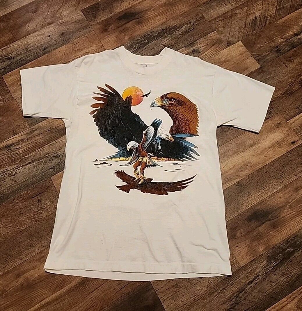 Vintage  Native American 1993  Tops Sportswear T-Shirt Mens Large L Eagle RARE