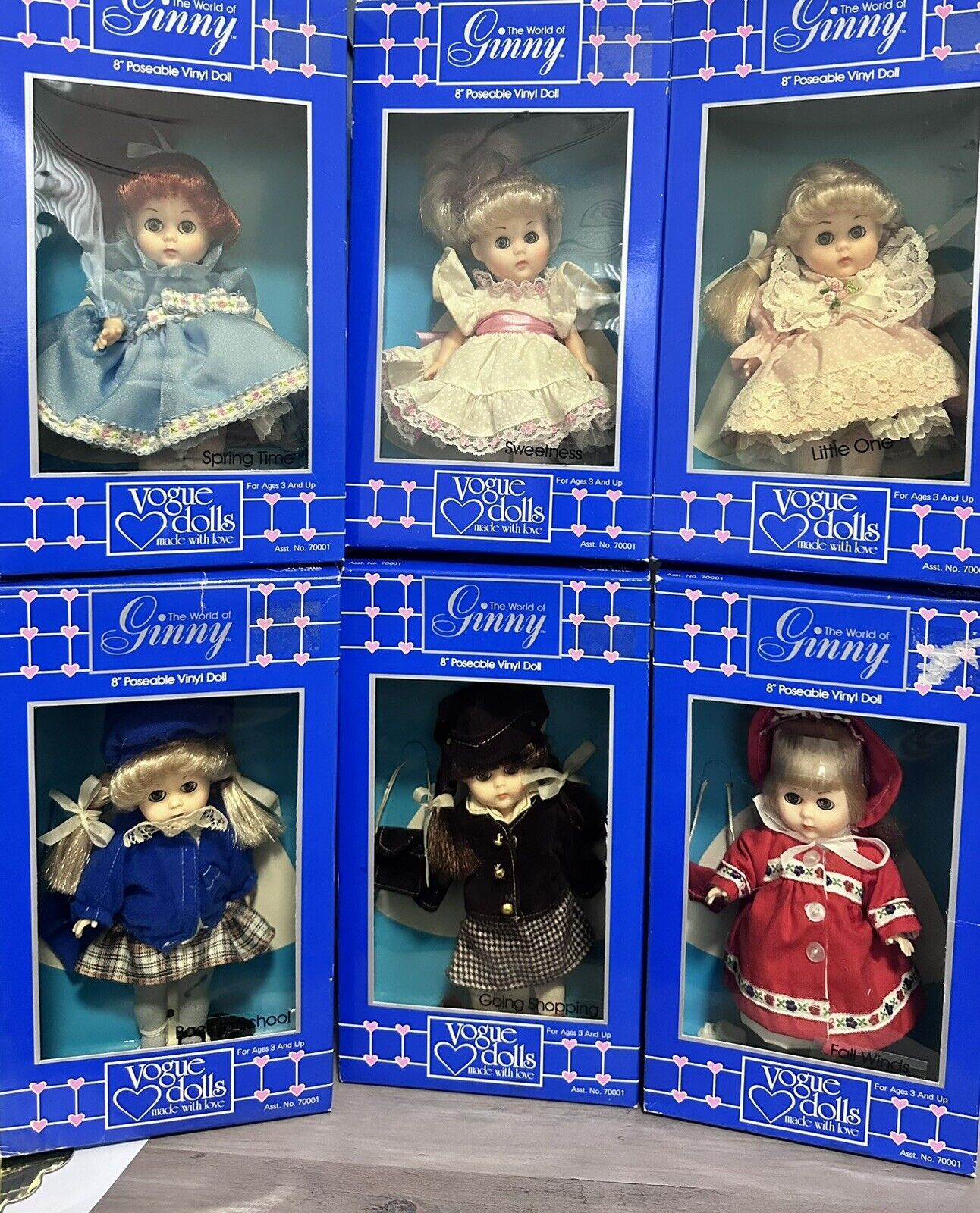 LOT Vogue Ginny 6 Dolls NEFB 8” Vintage 1984 Gorgeous