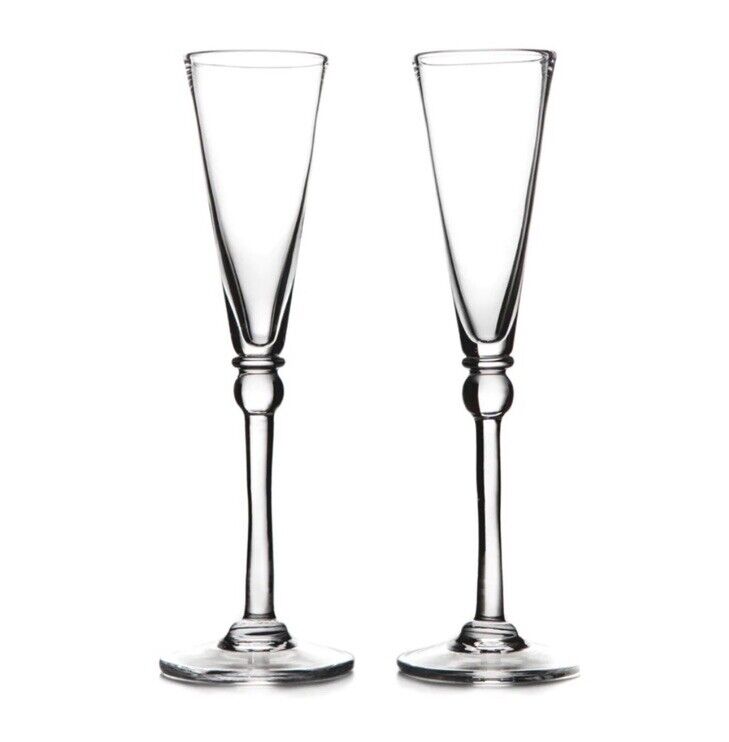 Simon Pearce Set Of 2 HARTLAND Flute Champagne Glasses Stemware