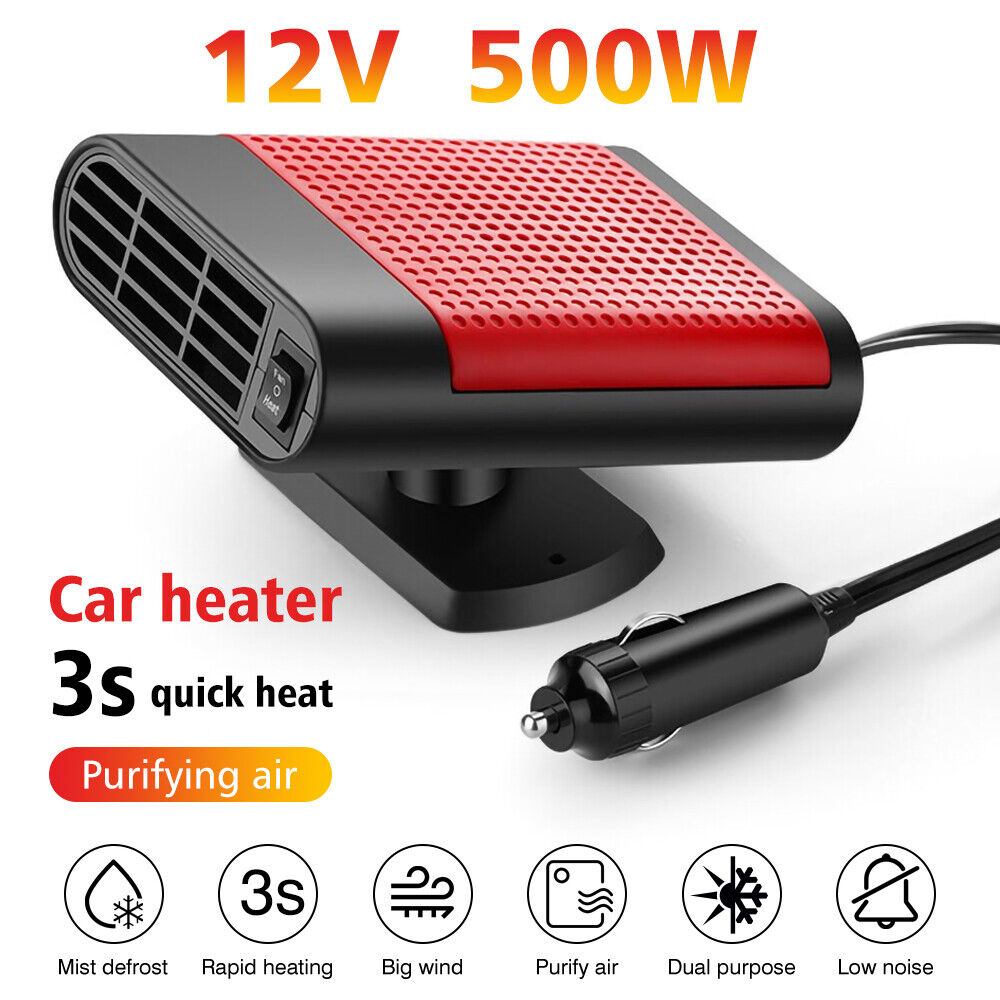500W Electric Car Heater 12V DC Heating Fan Defogger Defroster Demister Portable
