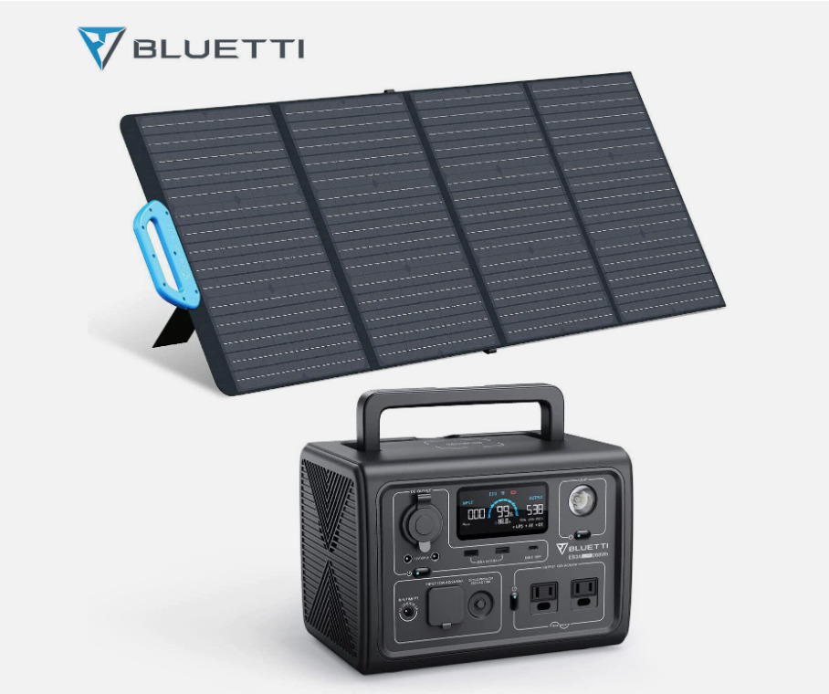 BLUETTI EB3A 600W/286Wh Portable Solar Power Station + PV120/ PV200 for Camping