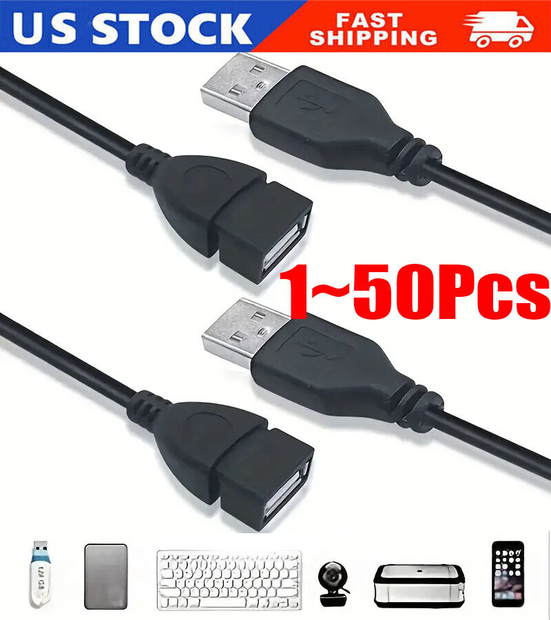 High-Speed USB-USB Extension Cable lot USB2.0 Adapter Extender Cord Male/Female 