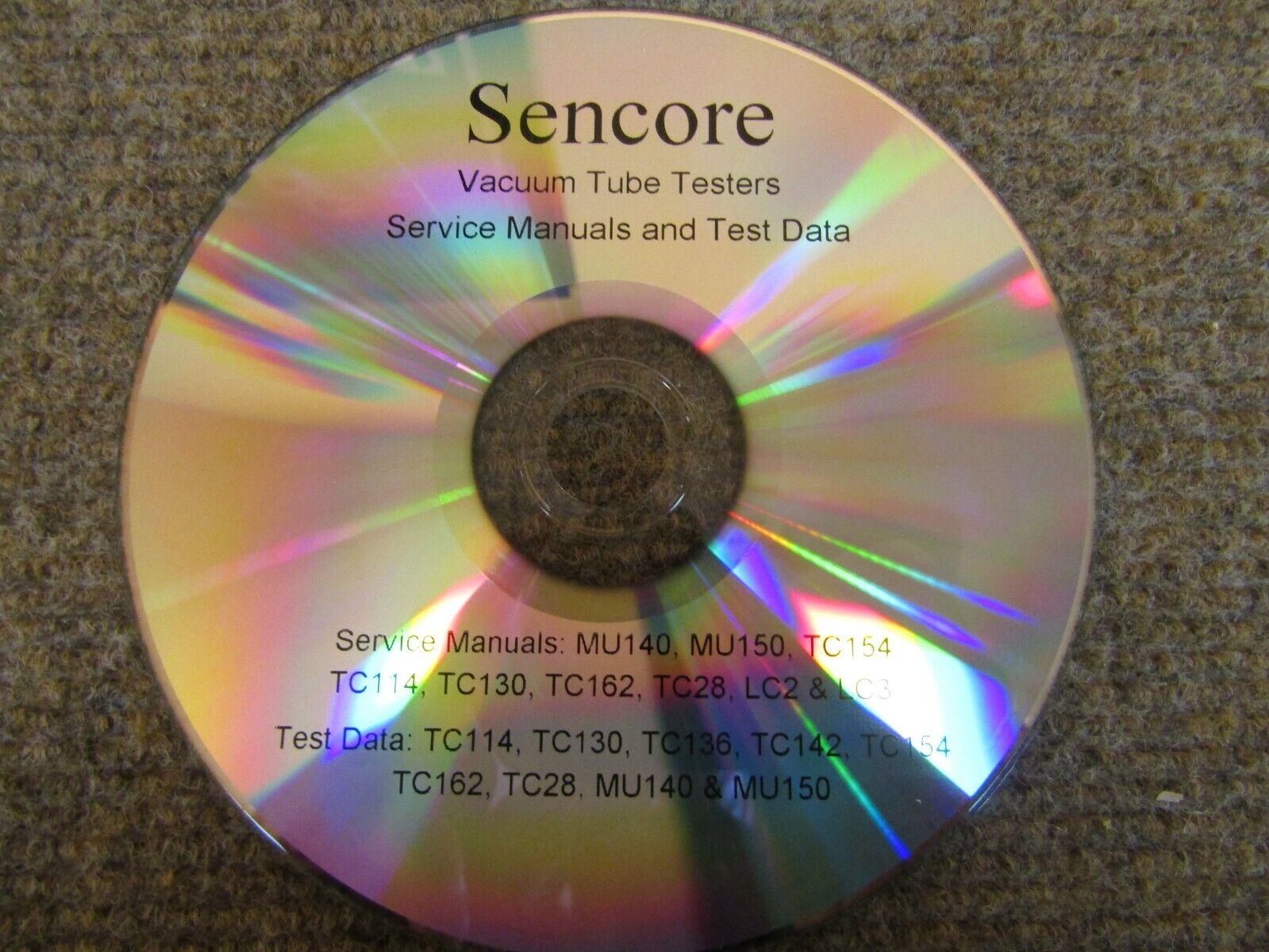 Sencore Service Manuals & Test Data for Tube Testers TC28 TC162 TC154 MU150