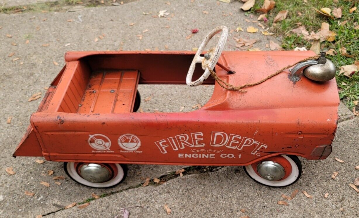 1950’s Murray City Fire Engine Number 1 Pedal Car Vintage Original 