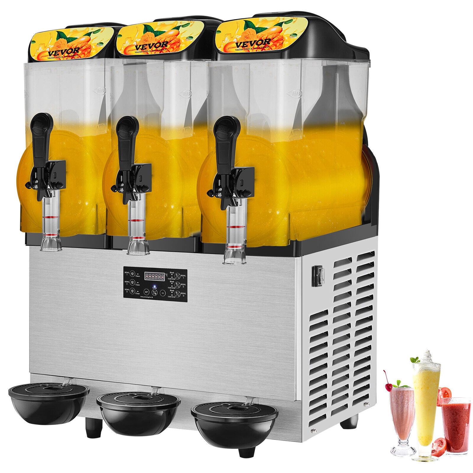 VEVOR 36L Commercial Slush Machine Daiquiri Maker Smoothie Frozen Drink 1200W