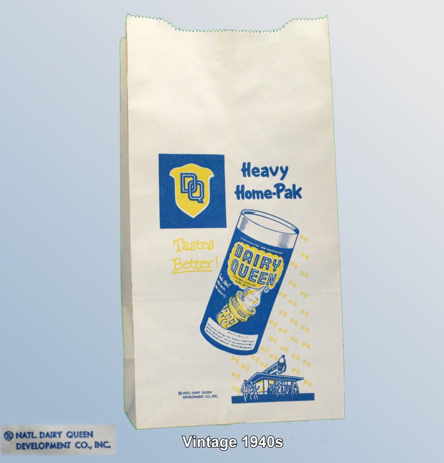 Authentic 1940 Dairy Queen HEAVY HOME-PAK Ice Cream Bag Rare Gaylord Bag Co. 