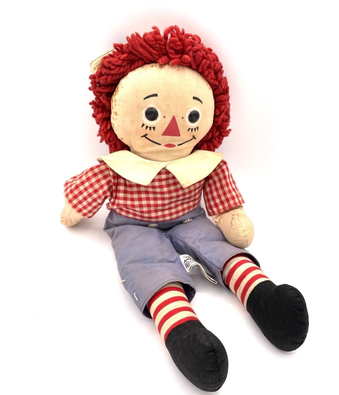 Vintage Raggedy Andy Doll Red Hair and Hat w/Johnny Gruelle’s Knickerbocker 1966