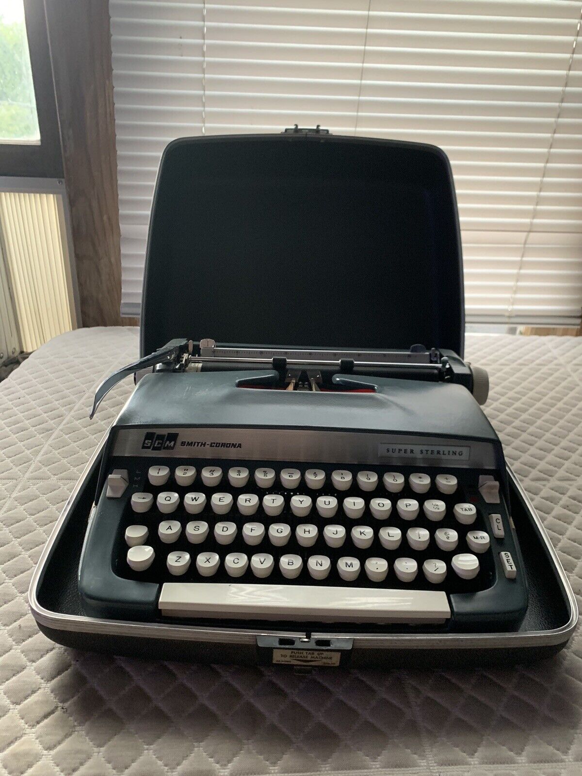Portable Smith Corona Super Sterling Typewriter with Case