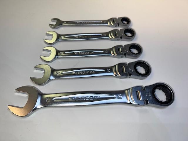 NEW Facom 5pc HINGED Combination RATCHETING Wrench Set 9,11,12,14,18mm