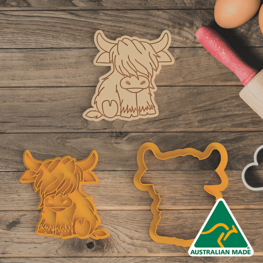 Highland Cow Cookie Cutter and Embosser Stamp