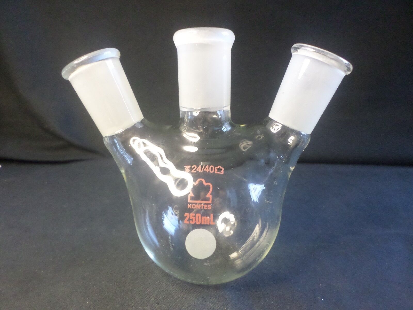 Kimble Kontes Glass 250mL Three-Neck Round Bottom Distillation Flask 24/40