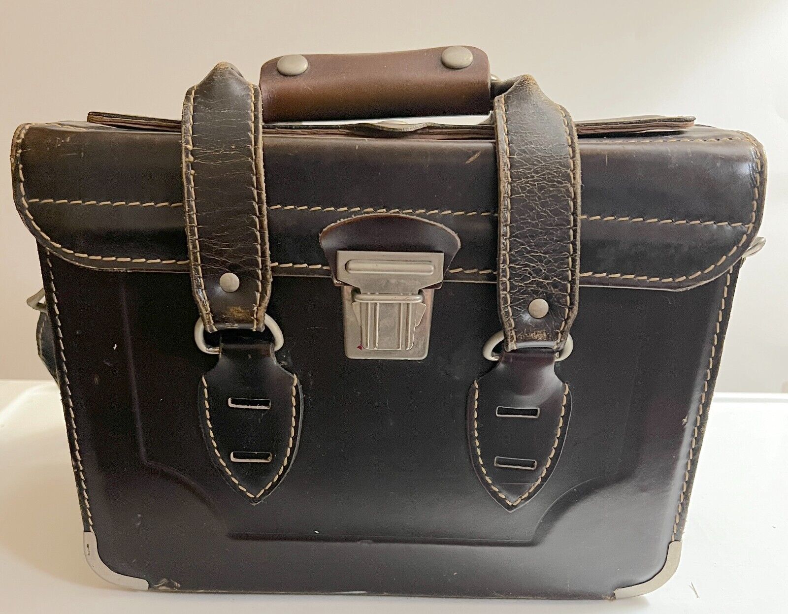Vintage Homa Genuine Top Grain Leather Camera Brown Bag ~ Swiss Made