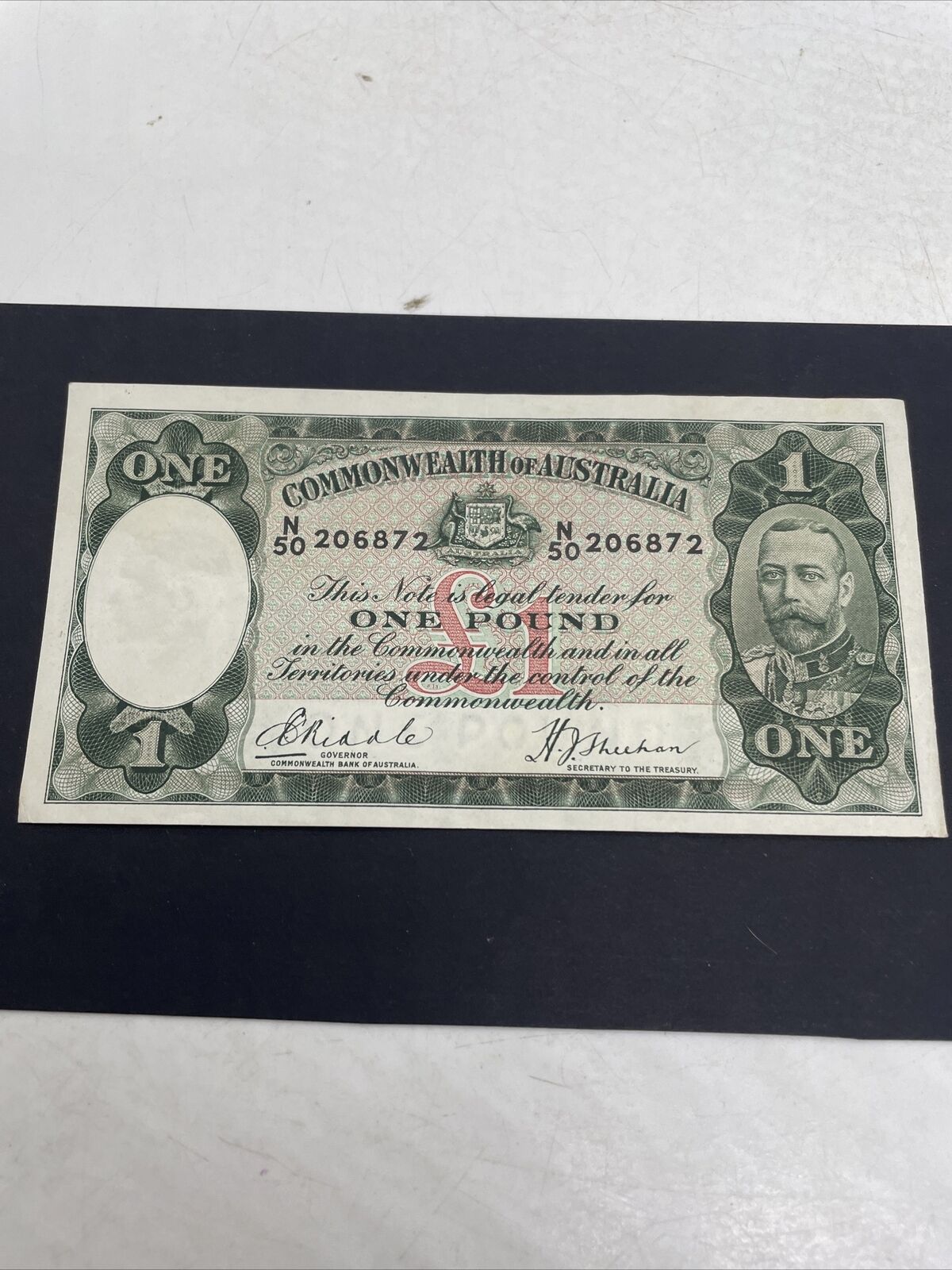 Australian 1933 Rare One Pound Note Riddle/Sheenhan N50 206872 Pre Decimal