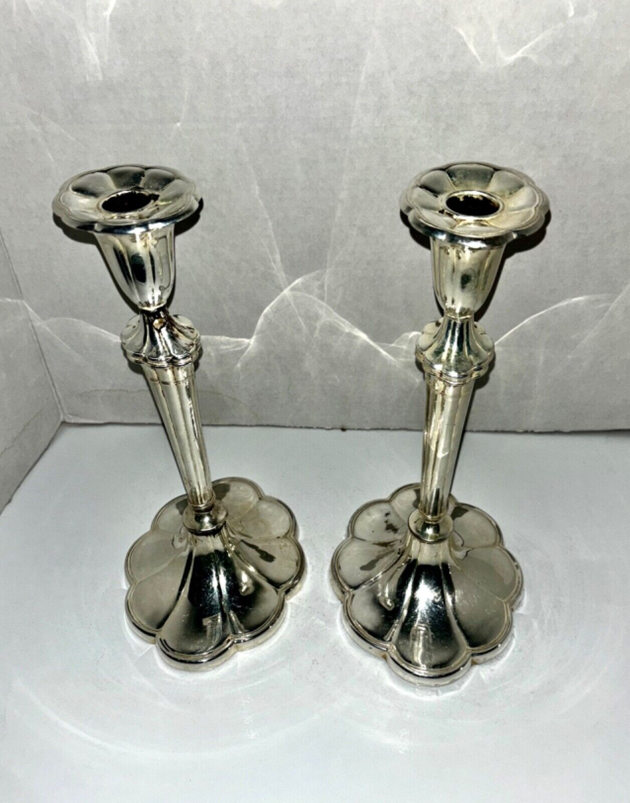 Pair of Antique Silver plate Candlesticks by Barbour Silver England