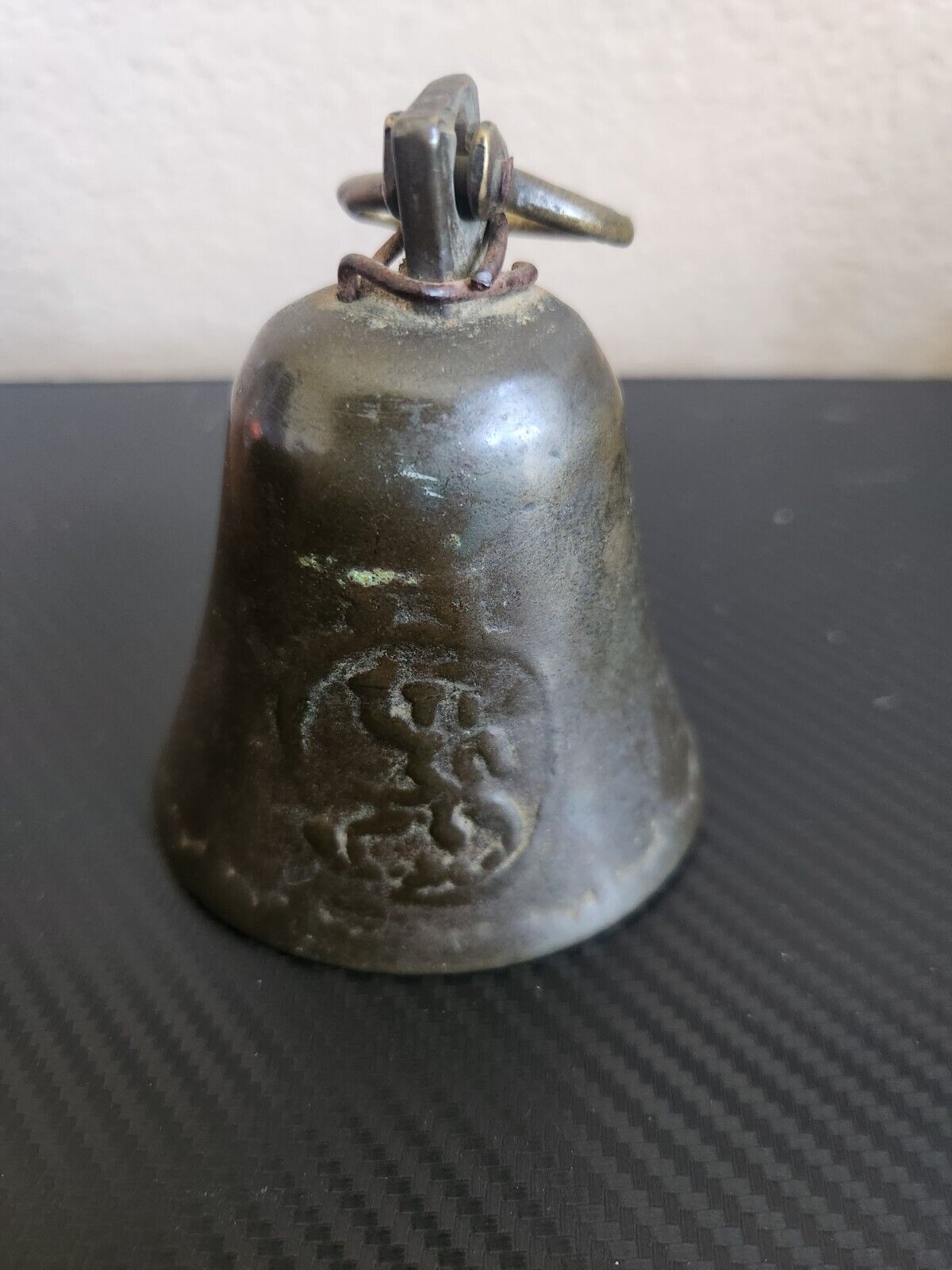 RARE Antique 17th/18th c. Bronze/Brass Bell w. Coat of Arms Lion Rampant
