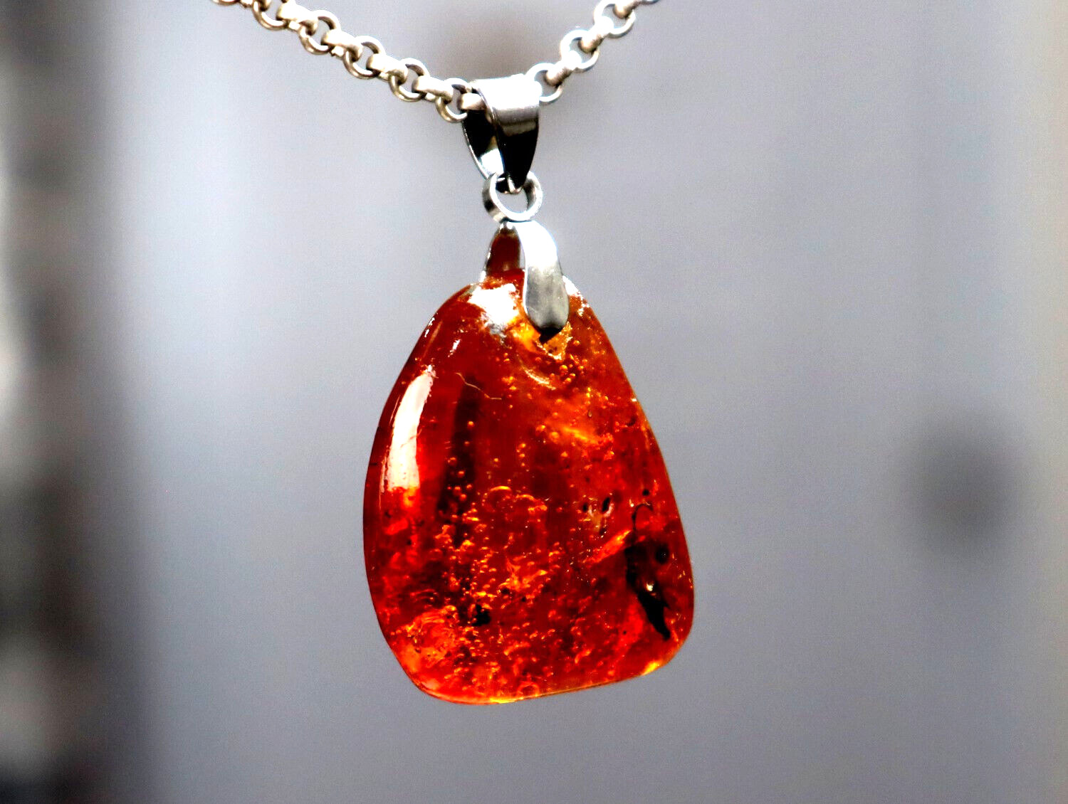 Outstanding Natural Dominican Clear Cherry Red Amber Pendant 37mm