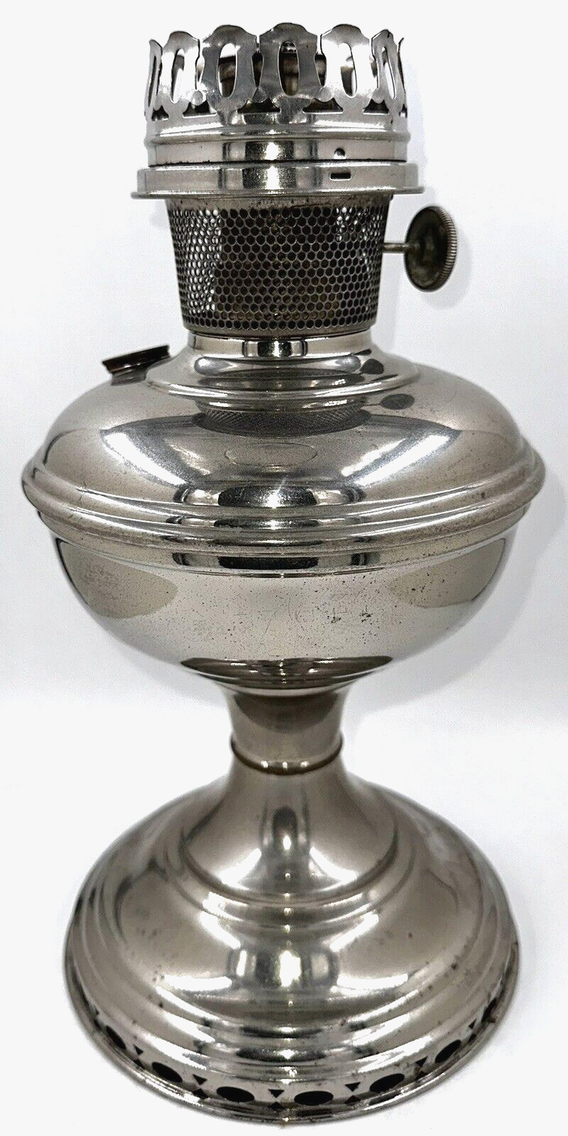 Antique ALADDIN 11 Kerosene Center Draft Lamp w/ Flame Spreader, Burner - Nickel