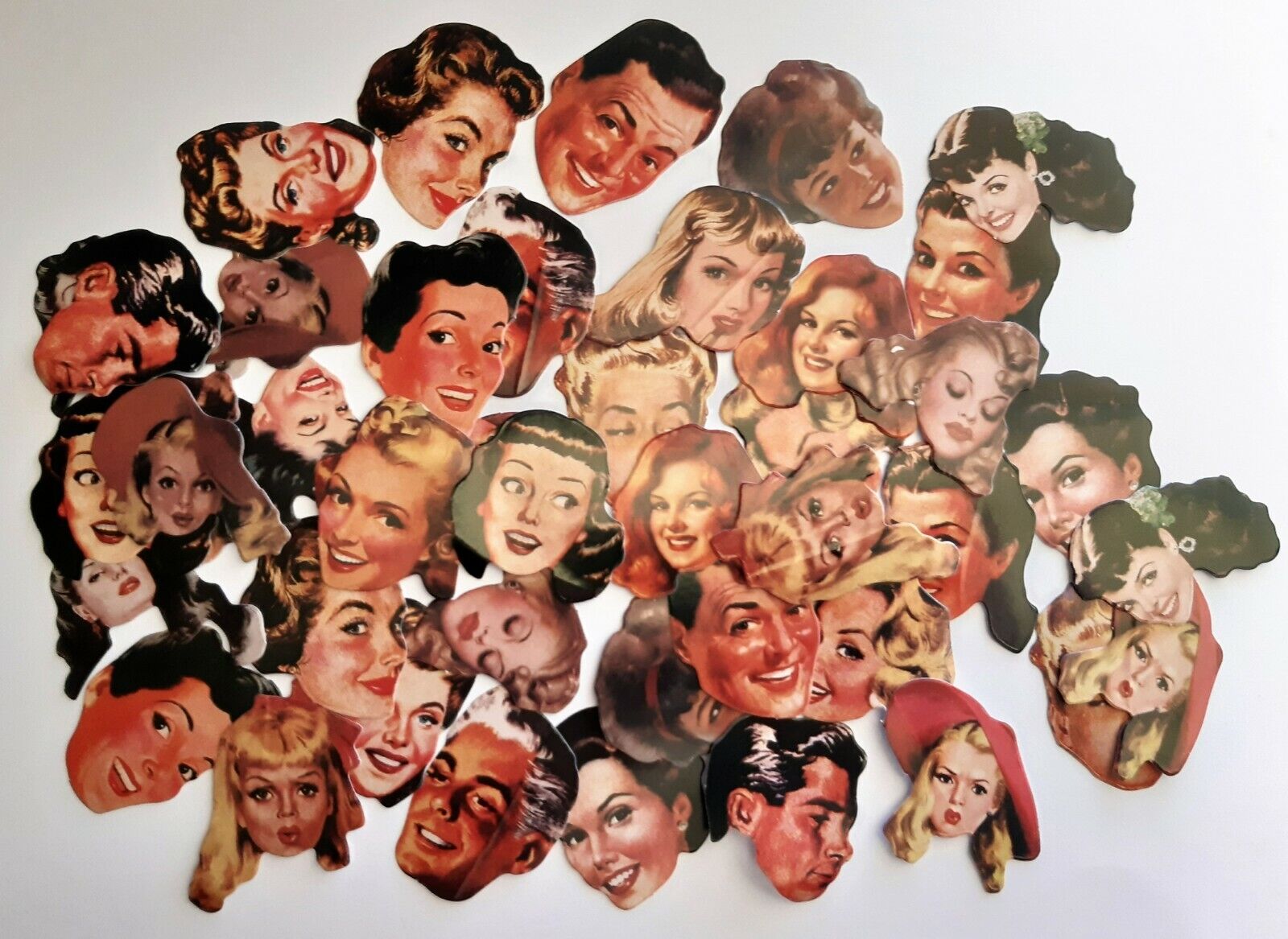 Vintage Faces, Stickers, Set of 46