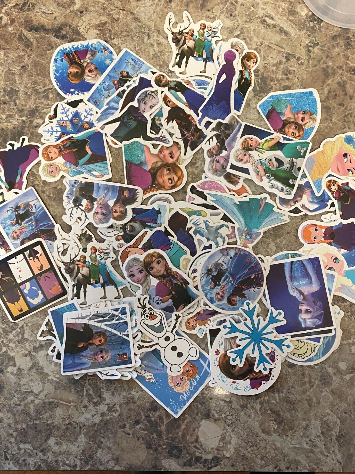 Lot of 50pc Disney Frozen Elsa Anna Stickers Assorted Sizes Designs. New