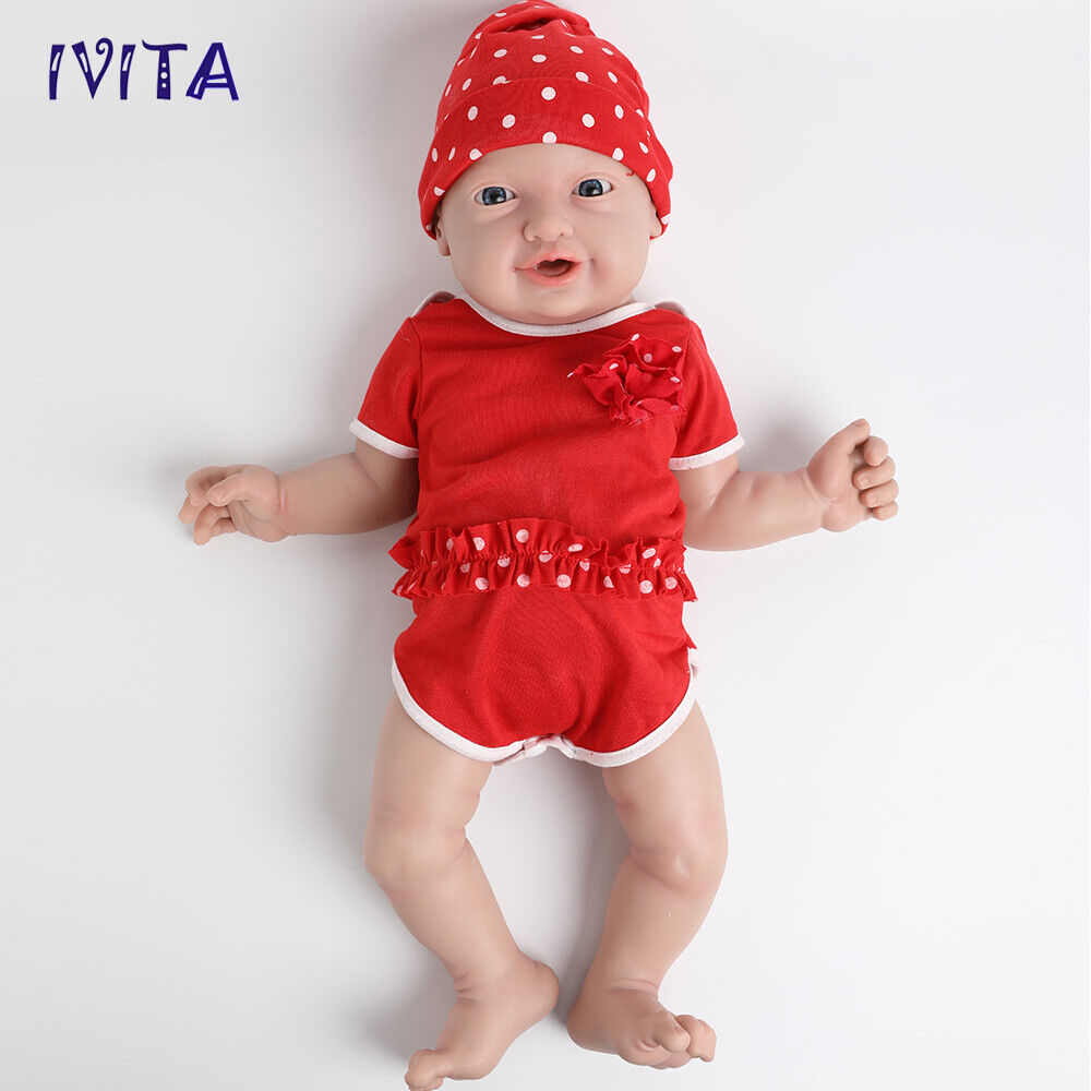 IVITA 23\'\' Adorable Reborn Baby GIRL Full Body Silicone Doll Kids Playmate Toys