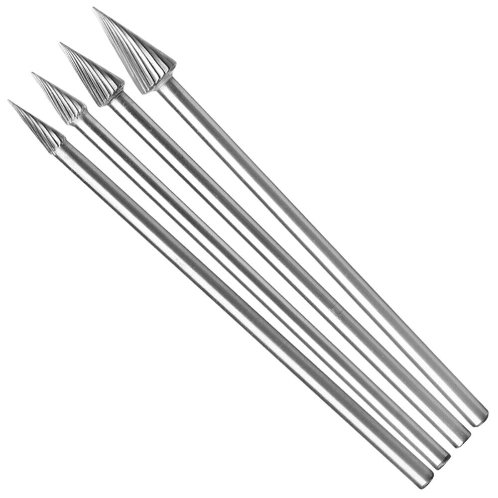 Long Handle Conical Pointed Tungsten Steel Hard Carbide Burrs Rotary Single Slot