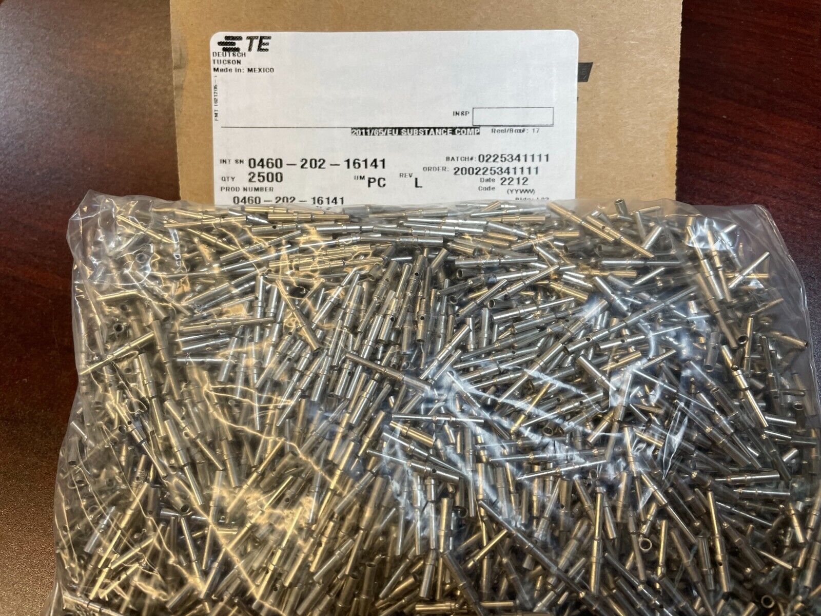 Lot of 100 0460-202-16141 TE Conn / Deutsch Size 16, 20-16 AWG Nickel Solid Pin