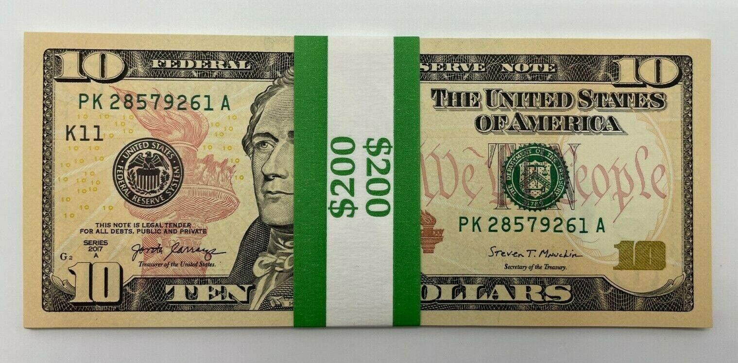 NEW Uncirculated TEN Dollar Bills Series 2017A $10 Sequential Notes  Lot of 20