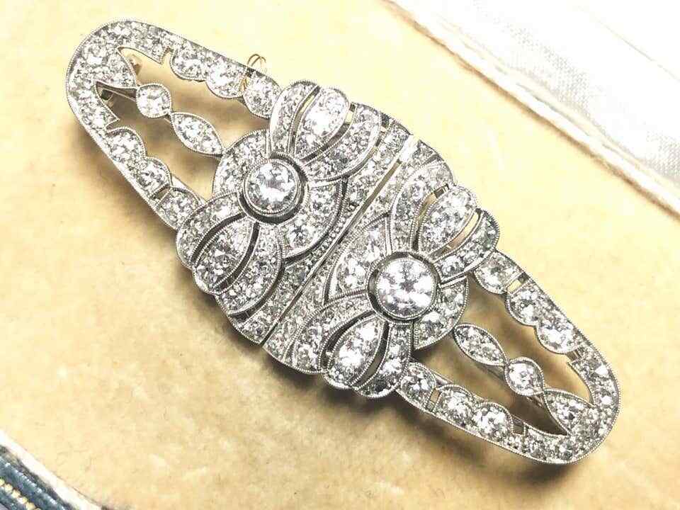 Awesome Vintage Style Old European Cut 3.28CT Cubic Zirconia Edwardian Brooch 