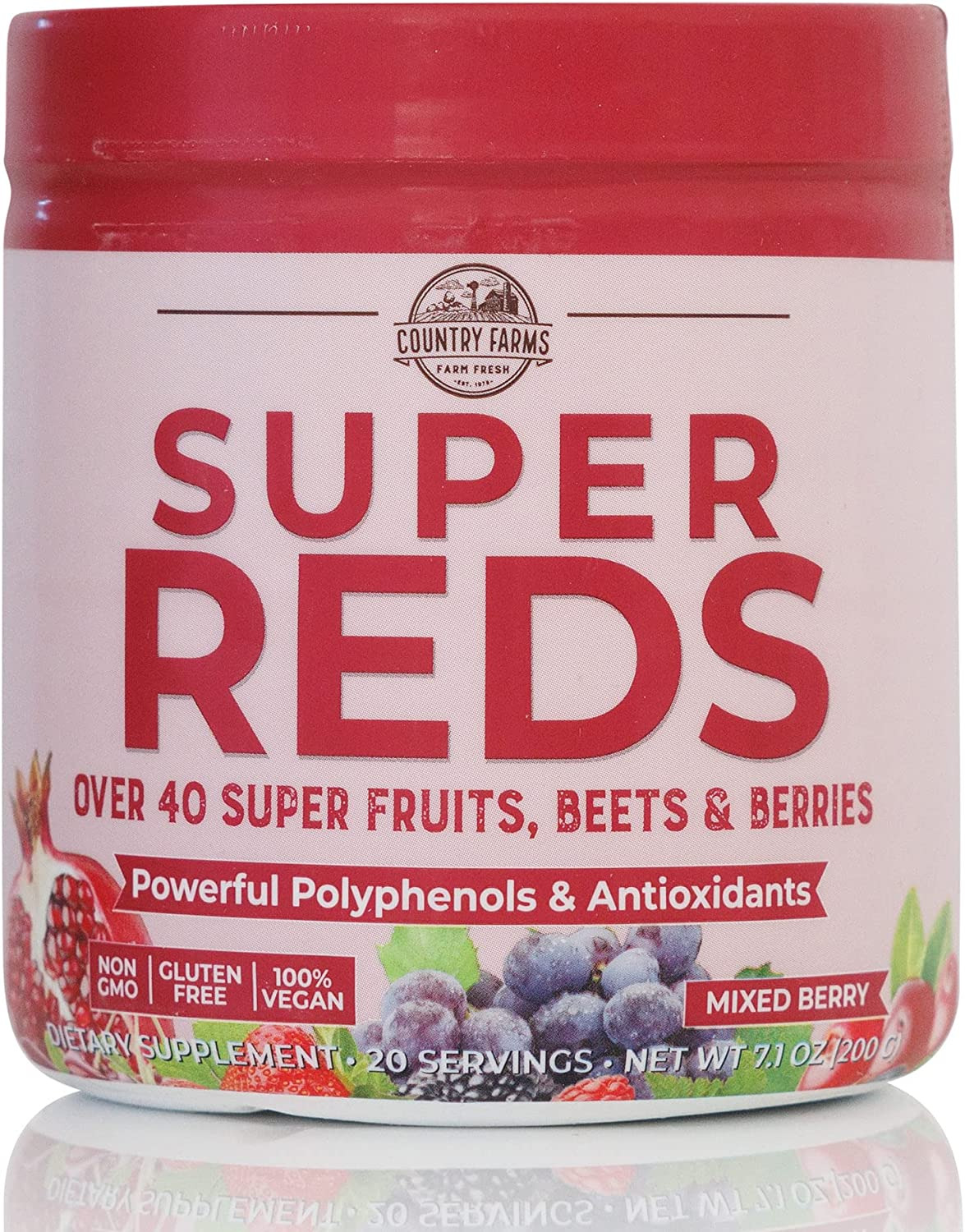 Super Reds, Superalimento Energizante Con Polifenoles, 48 Superfrutas