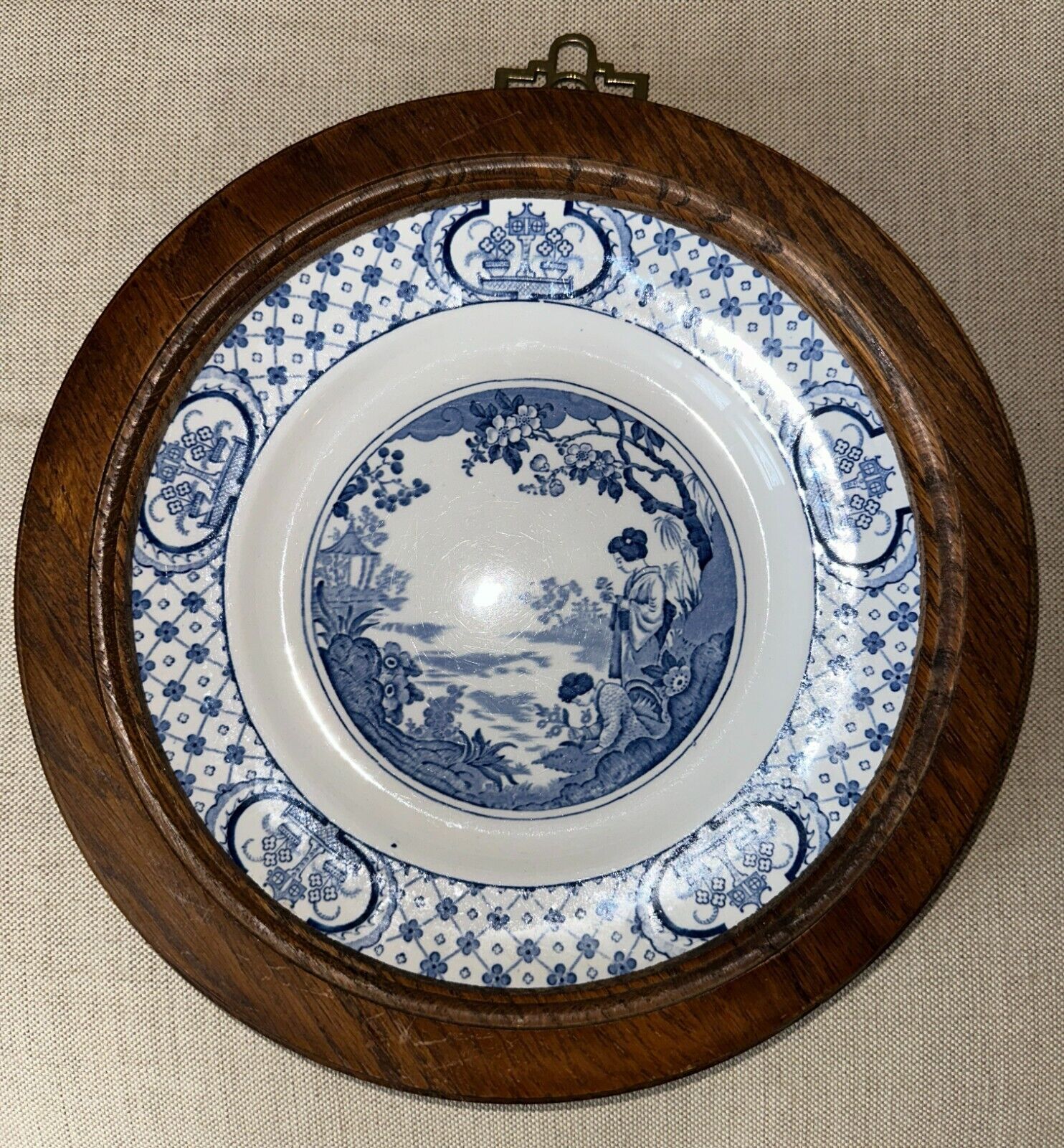 Antique Adams Tunstall Blue & White Tokio Pattern Plate