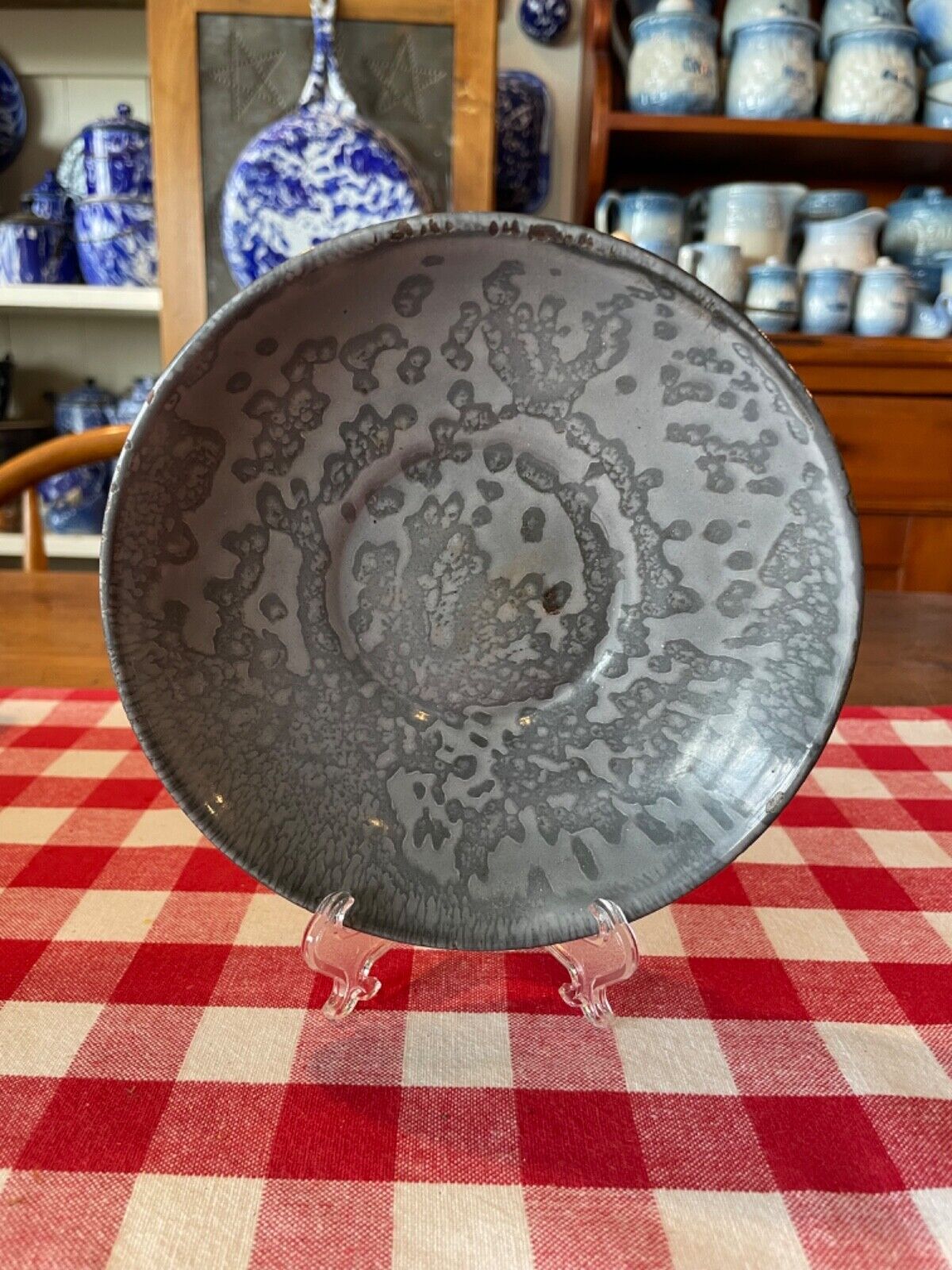 Antique Gray Graniteware Saucer (6 1/4 inches in diameter)