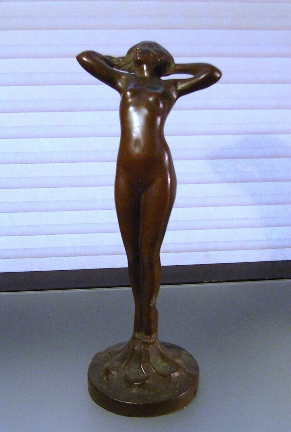 Antique Art Deco Bronze Nude Woman Sculpture Statue