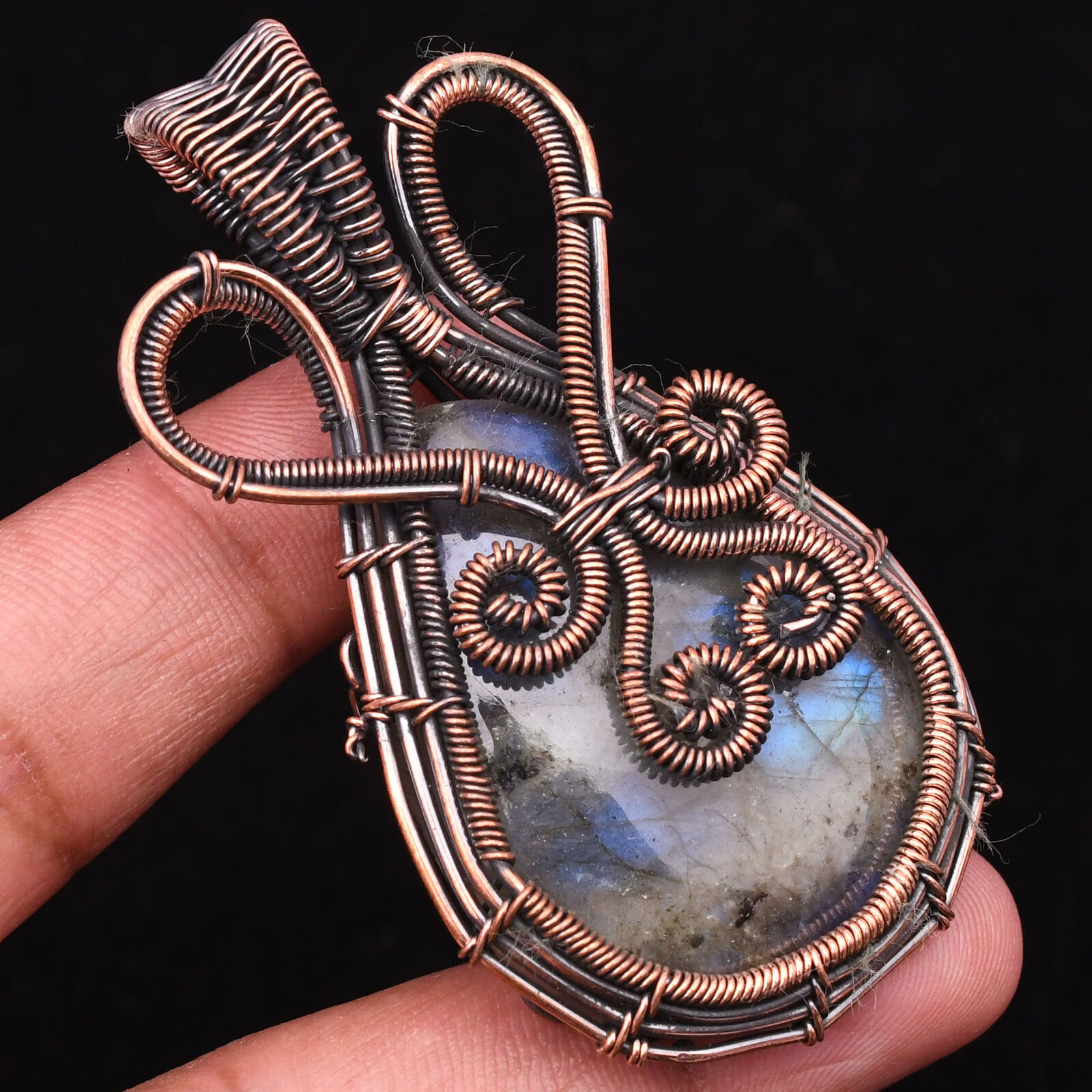 Labradorite Gemstone Copper Wire Wrap Handmade Jewelry Pendant 2.48\