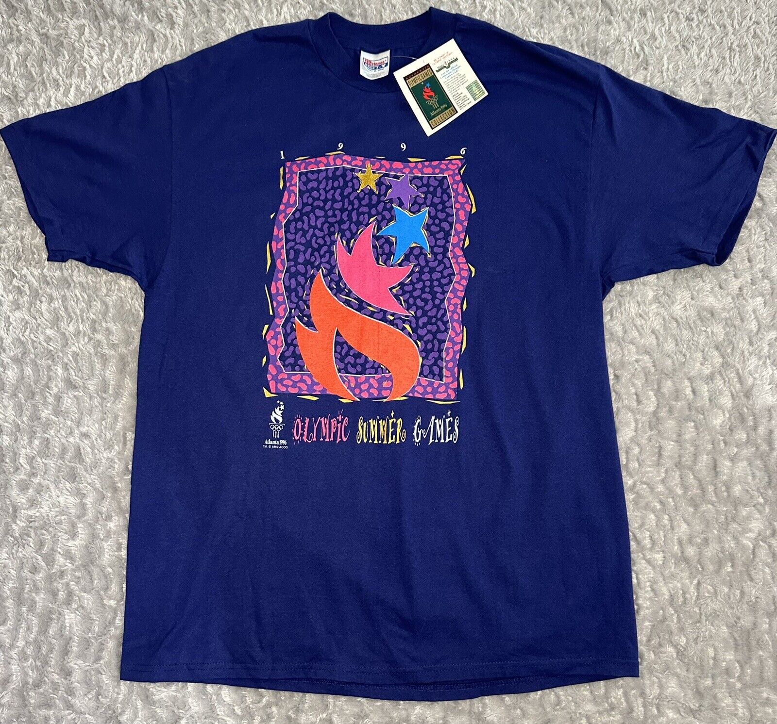 Vintage 90s Atlanta Olympic Summer Games Mens XL Single Stitch Purple 1996 NWT