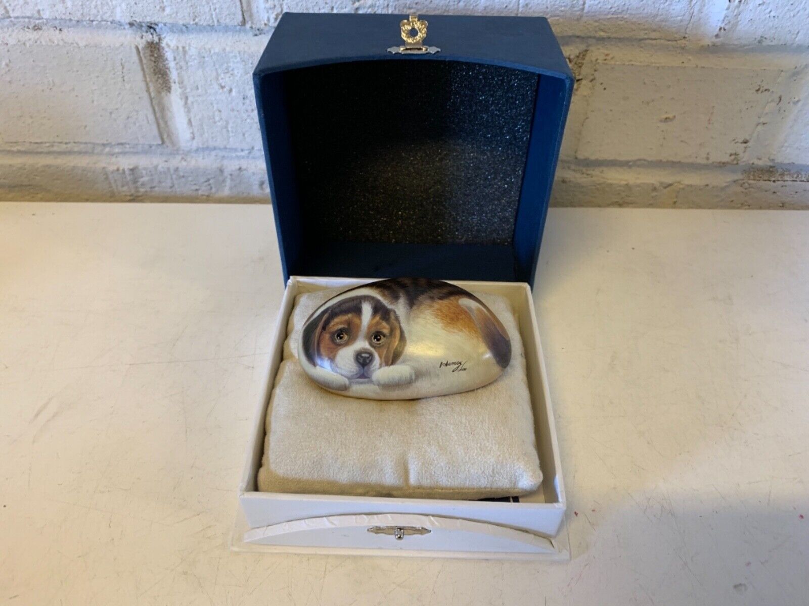 Vintage Henry Cats & Friends Painted Signed Artstone Beagle with Original Box