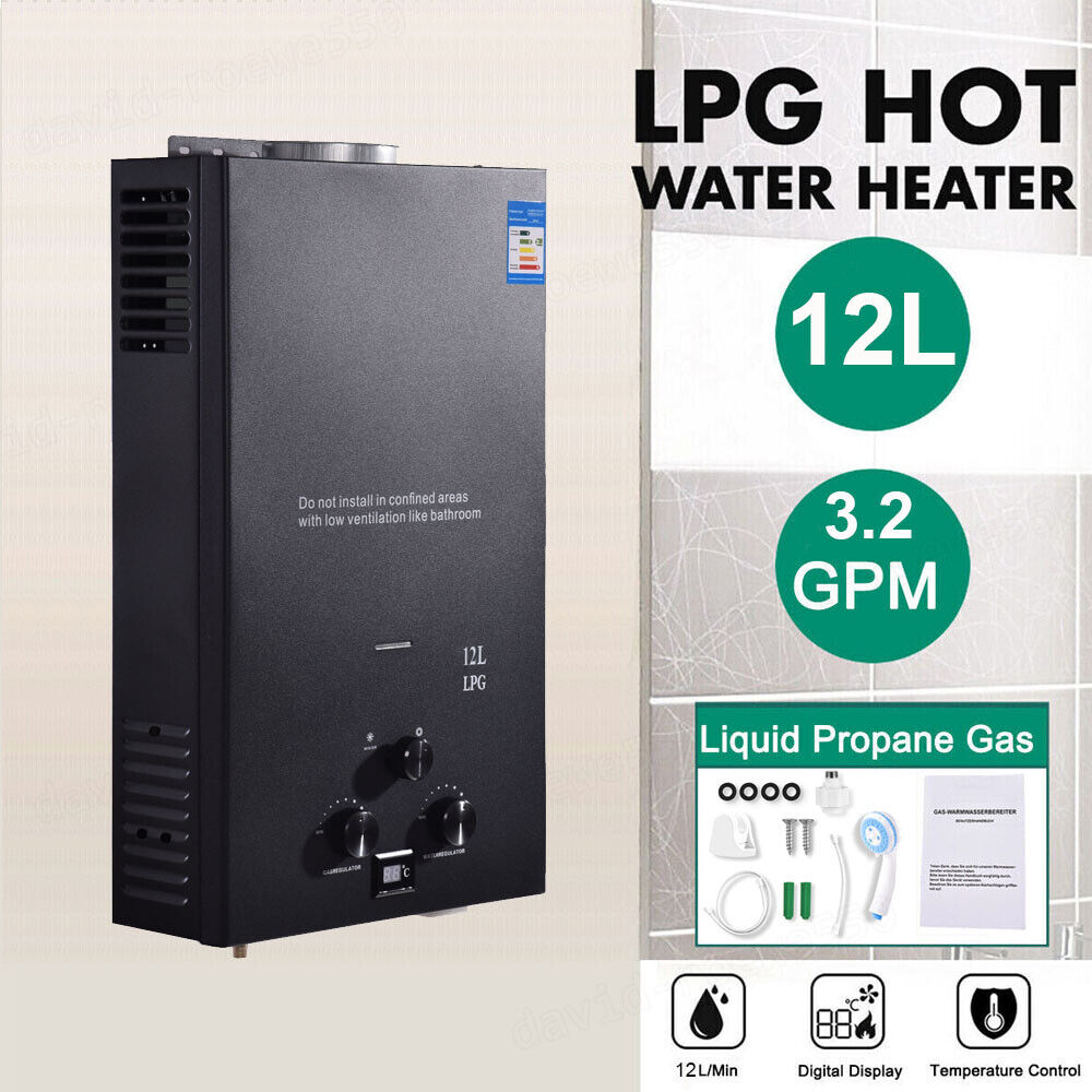12L 24KW Hot Water Heater LPG Propane Gas Tankless Water Heater Instant Boiler
