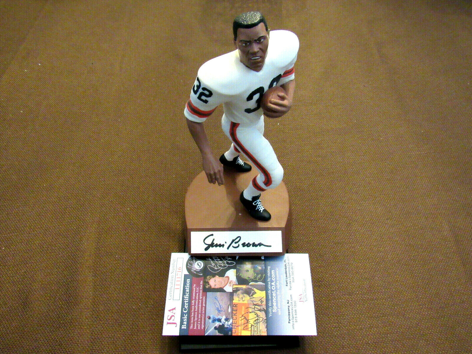JIM BROWN # 32 CLEV BROWNS HOF SIGNED AUTO LIMITED EDITION SALVINO STATUE JSA 