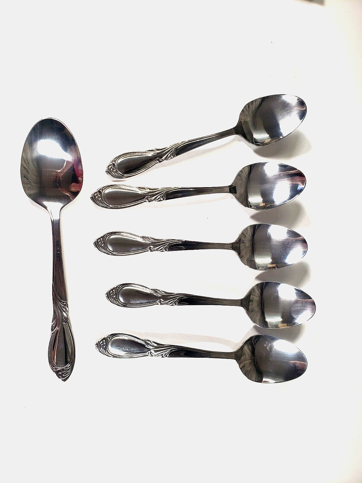 Farberware MAJESTIC Stainless Steel Soup Spoons 7 3/8 Inch Indonesia Lot of 6