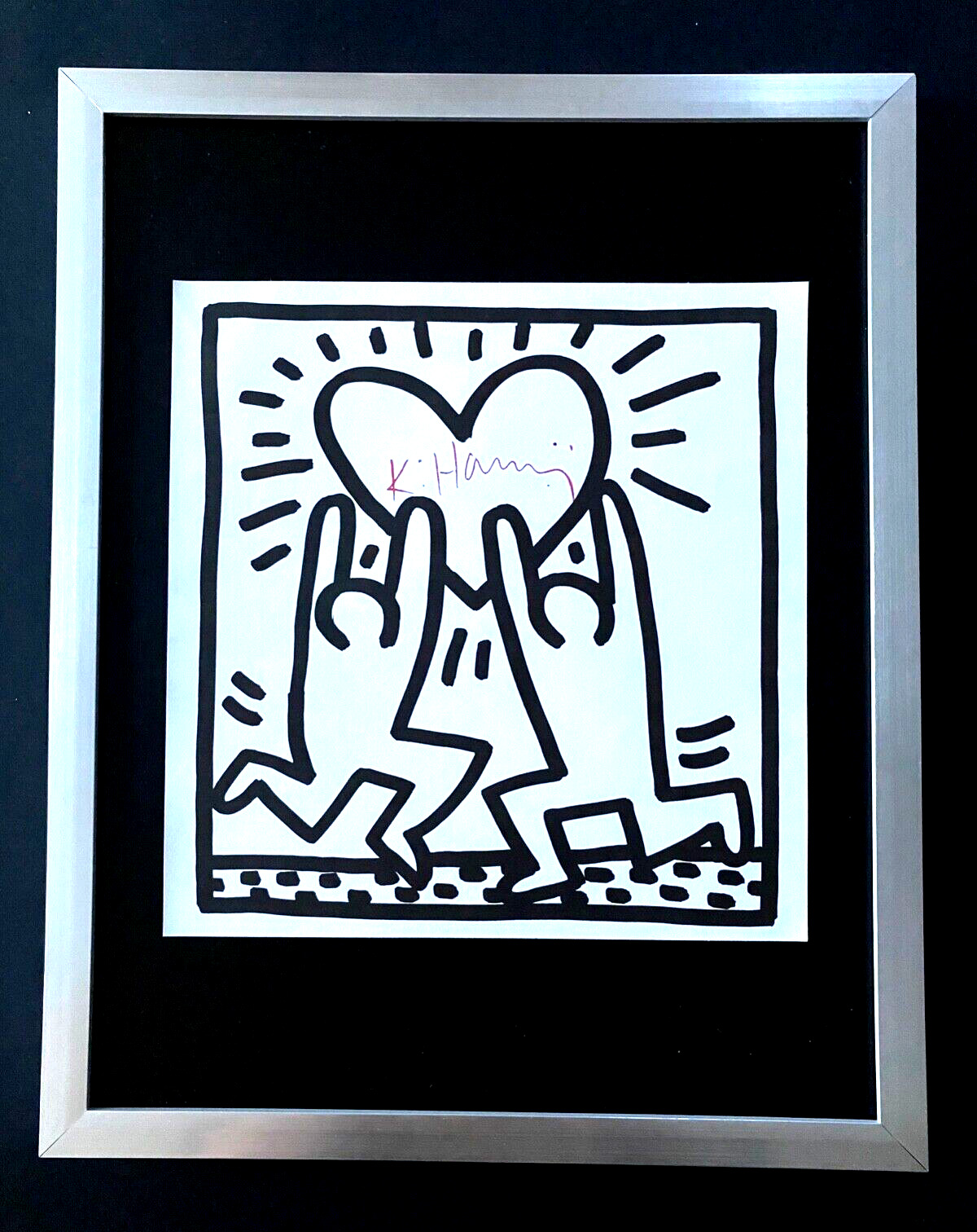 KEITH HARING + SIGNED VINTAGE PRINT FRAMED + BUY IT NOW