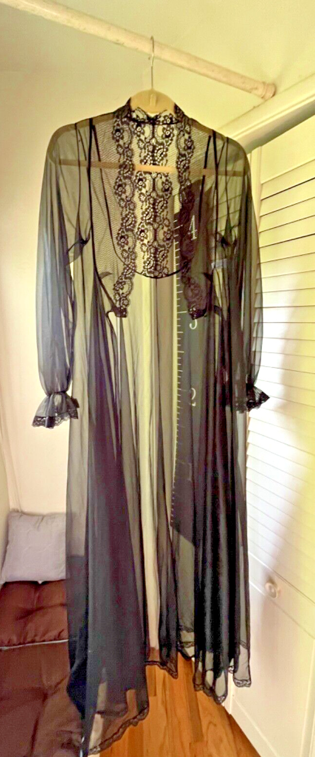 1960s Glydons of Hollywood Long Sheer Robe w tiny hole caused by a hanger