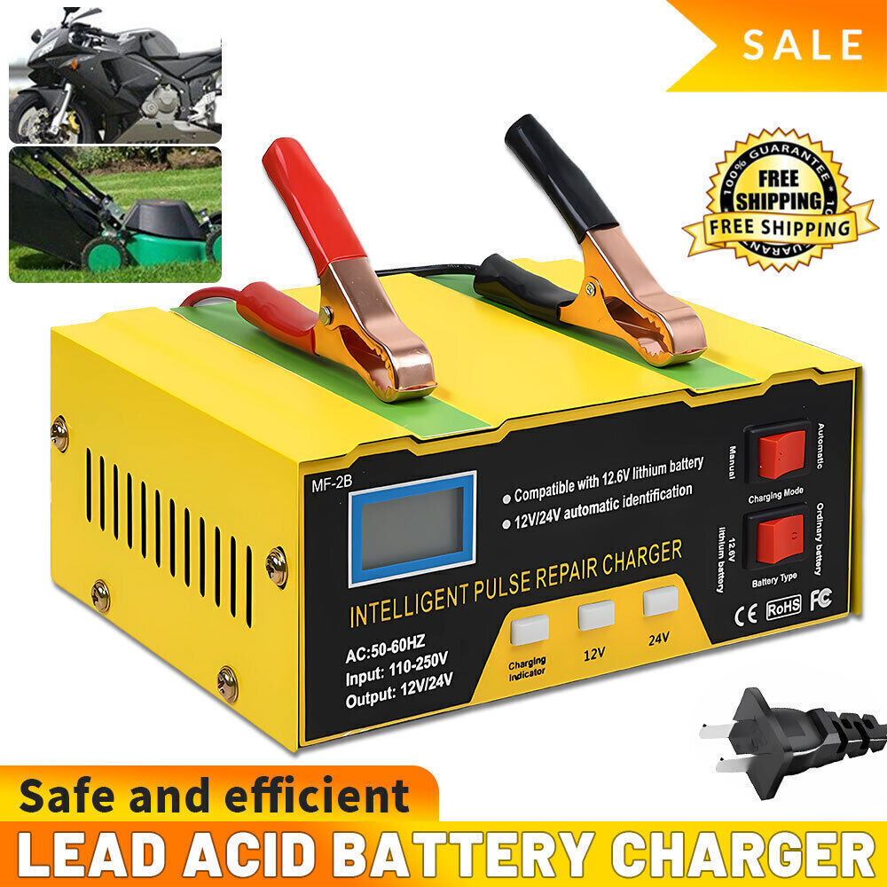 12V/24V Heavy Duty Car Battery Charger Smart Automatic Intelligent Pulse Repair