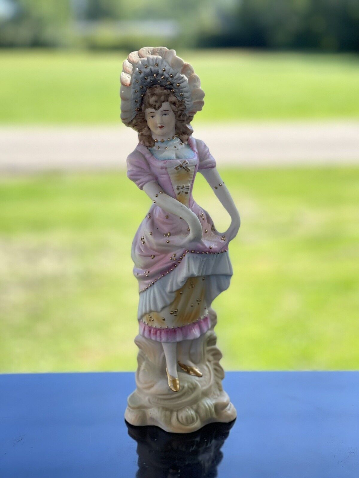 Vintage Colonial Lady Figurine Hand Painted Victorian Style Women