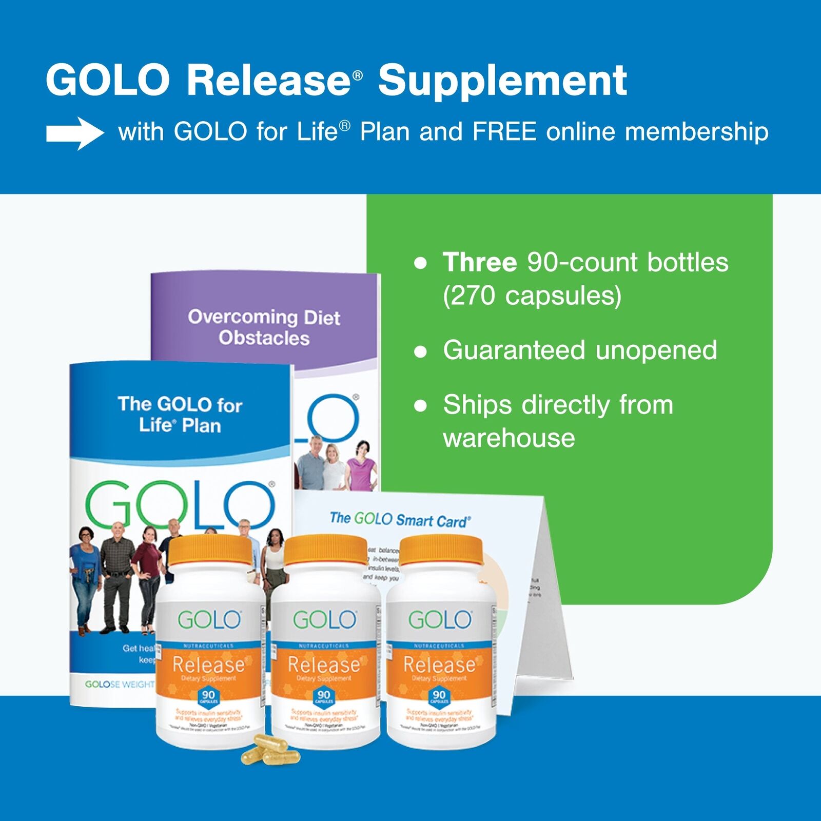 GOLO Release supplement w/GOLO for Life Plan (270 capsules) SOLD BY GOLO