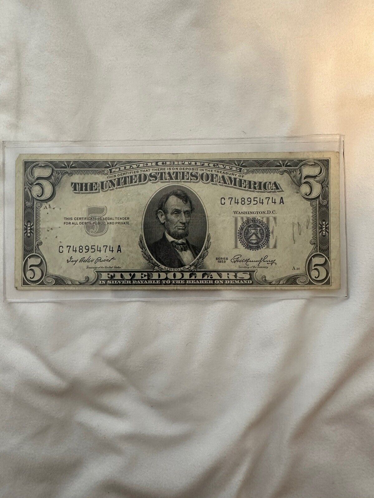 Three 1953 $5 Dollar Blue Seal Federal Reserve Notes