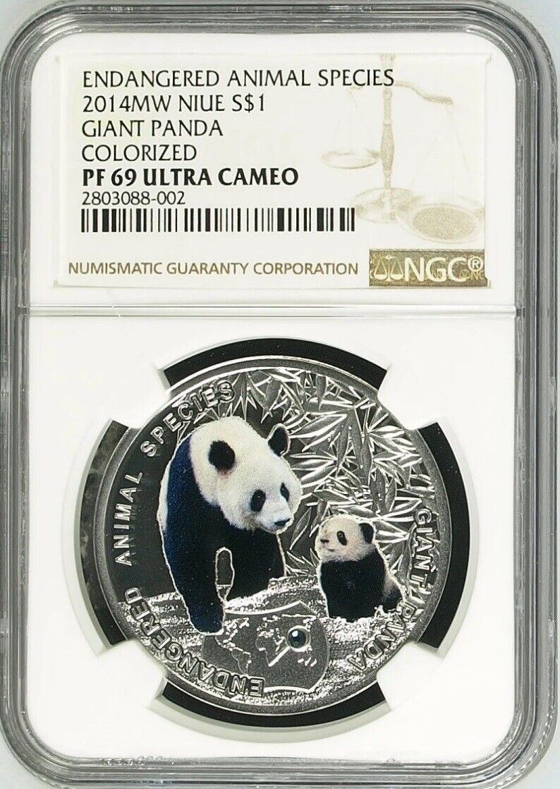 NGC PF69 UC 2014 Niue 1oz Solid Silver Coin - Giant Panda
