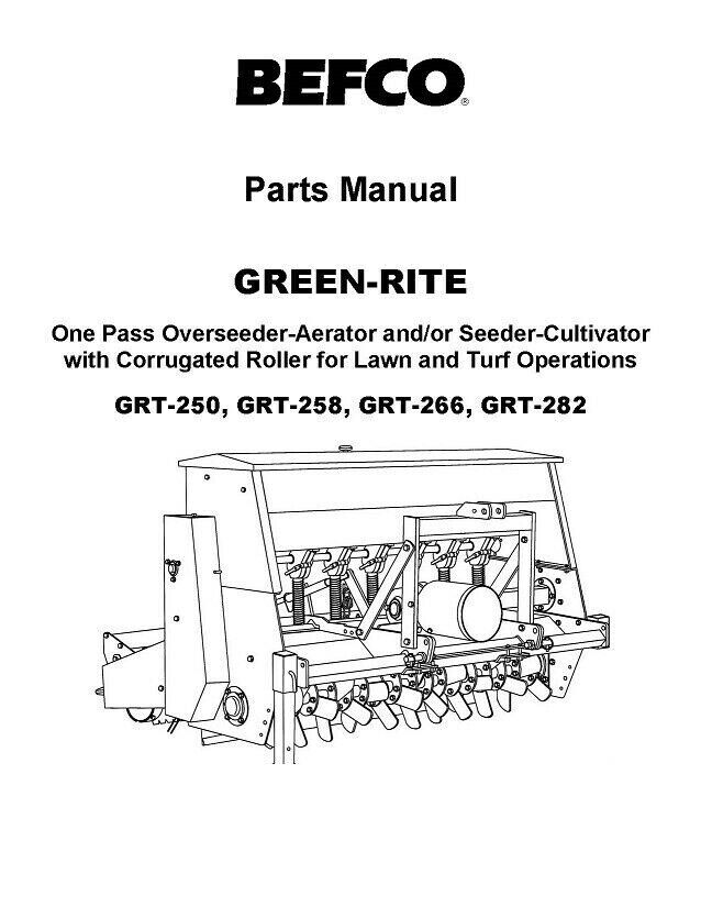 Parts BEFCO Green Rite seeder Aerator Cultivator GRT-250 GRT-258 GRT-266 GRT-282