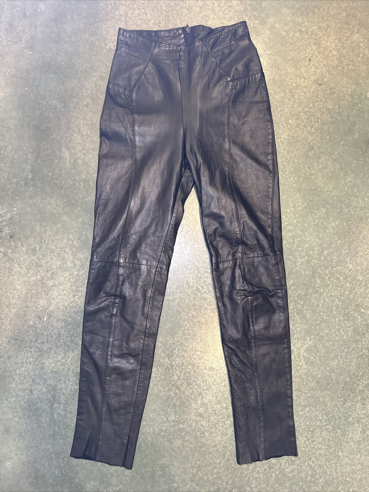 Vintage Byrnes Baker Genuine Leather Black Pants Women\'s Size 8