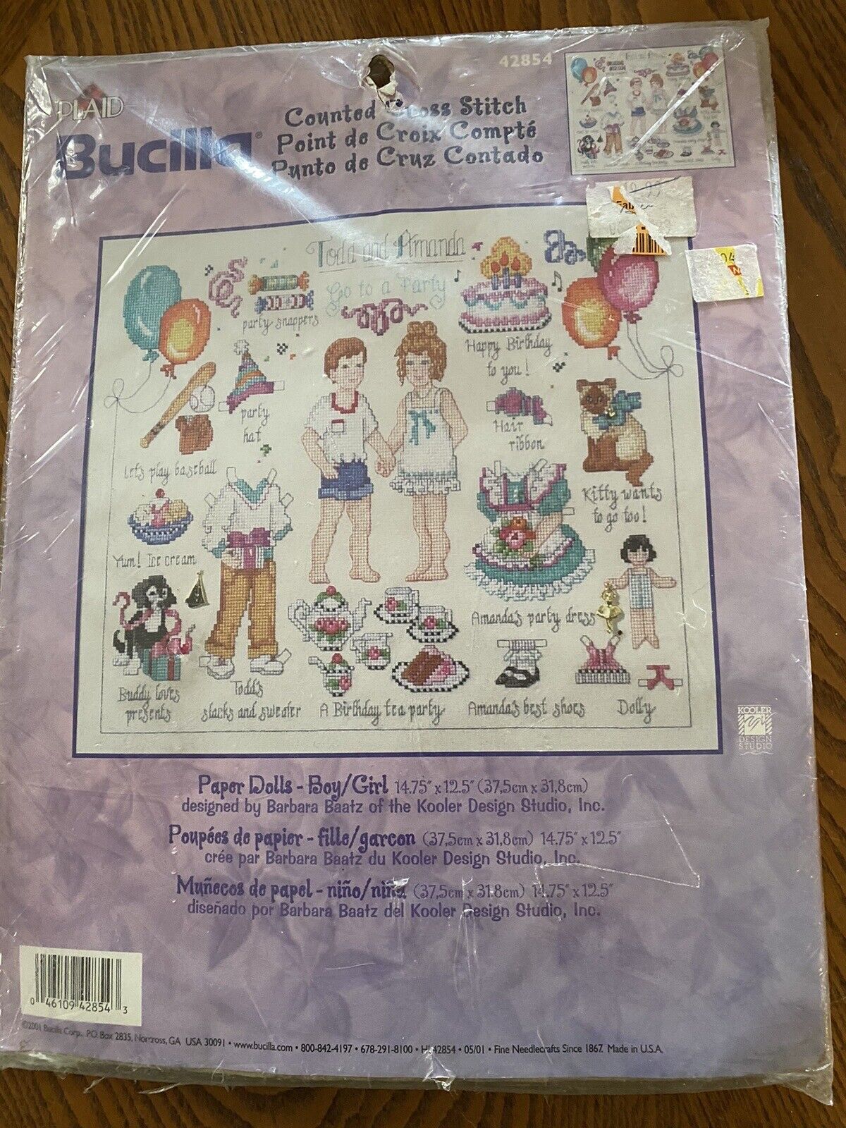 Bucilla Counted Cross Stitch Kit 42845 Paper Dolls Boy/Girl 15x12.5 NEW Sealed