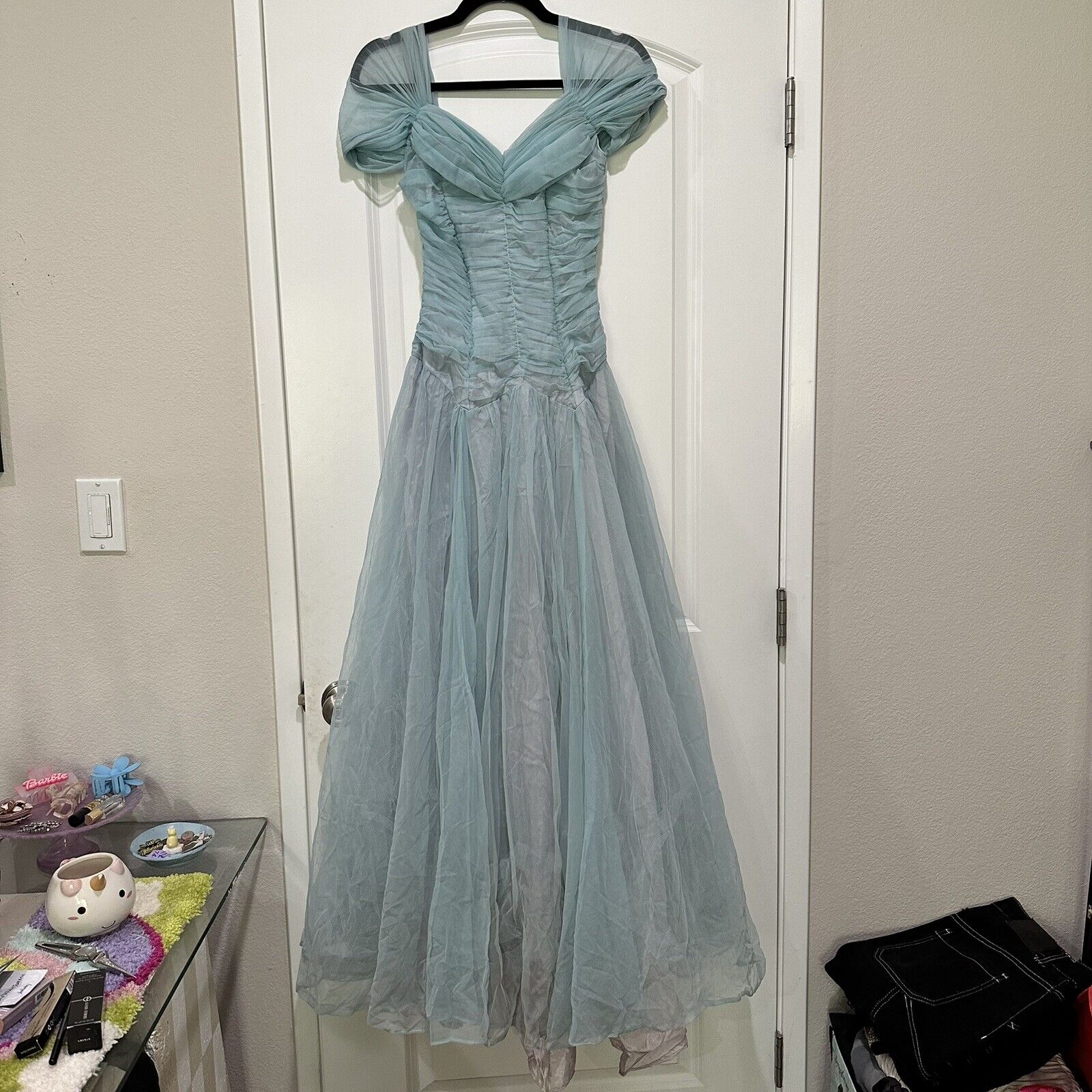 Vintage 1950s Blue Cinderella Gown S