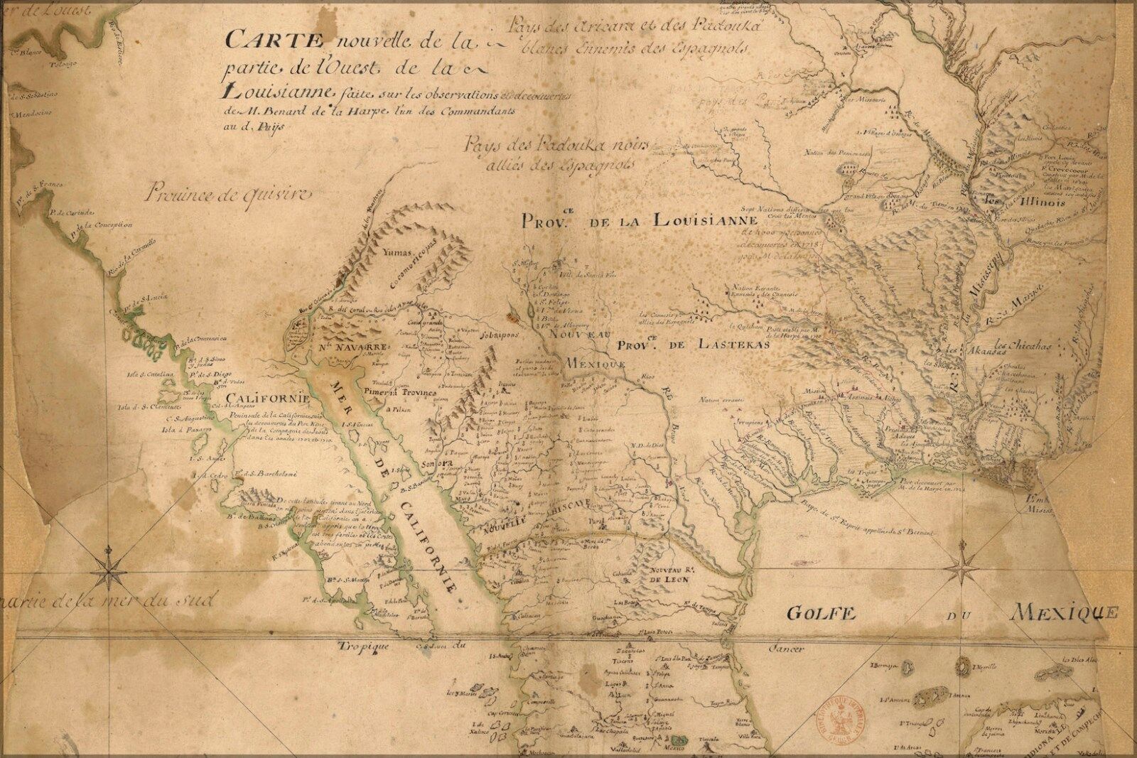 Poster, Many Sizes; Map Of W French Louisiana 1721 Pre Louisiana Purchase